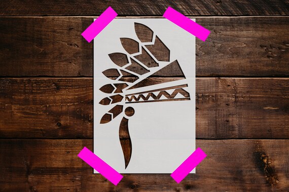 Indian Headdress Stencil Reusable Indian Headdress Stencil | Etsy