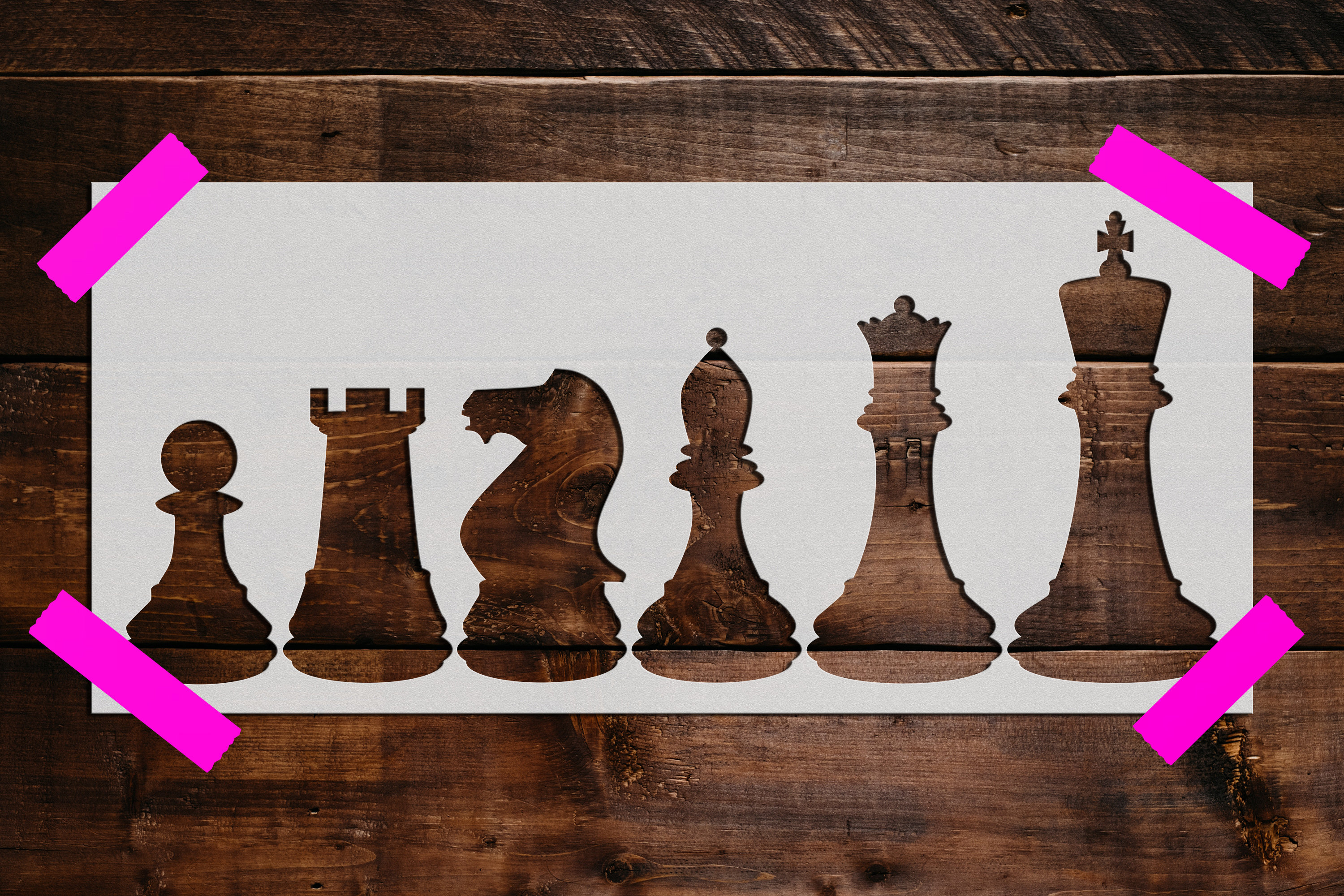 Chess Pieces Stencil - Reusable Chess Pieces Stencil-DIY Craft Stencil, Painting Stencil, Large Chess Pieces Stencil