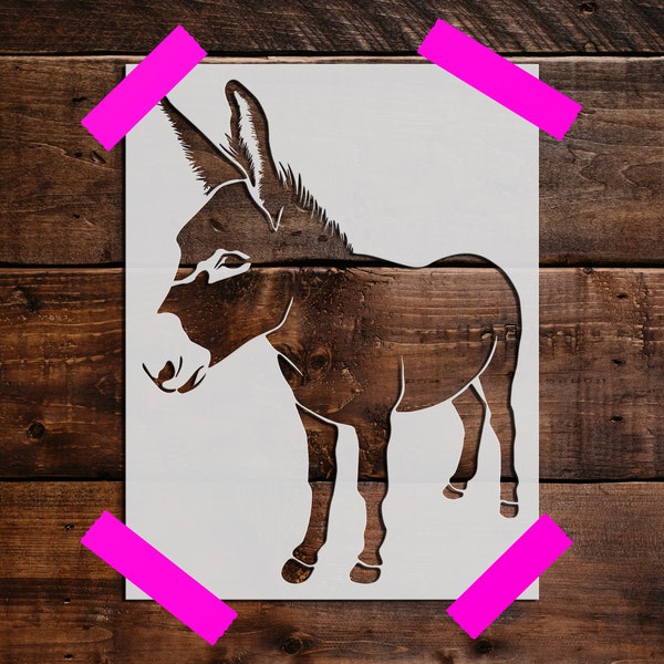 Donkey Stencil - Reusable Donkey Stencil - Art Stencil -DIY Craft Stencil, Painting Stencil, Large Donkey Wall Stencil, Donkeys, Farm Animal