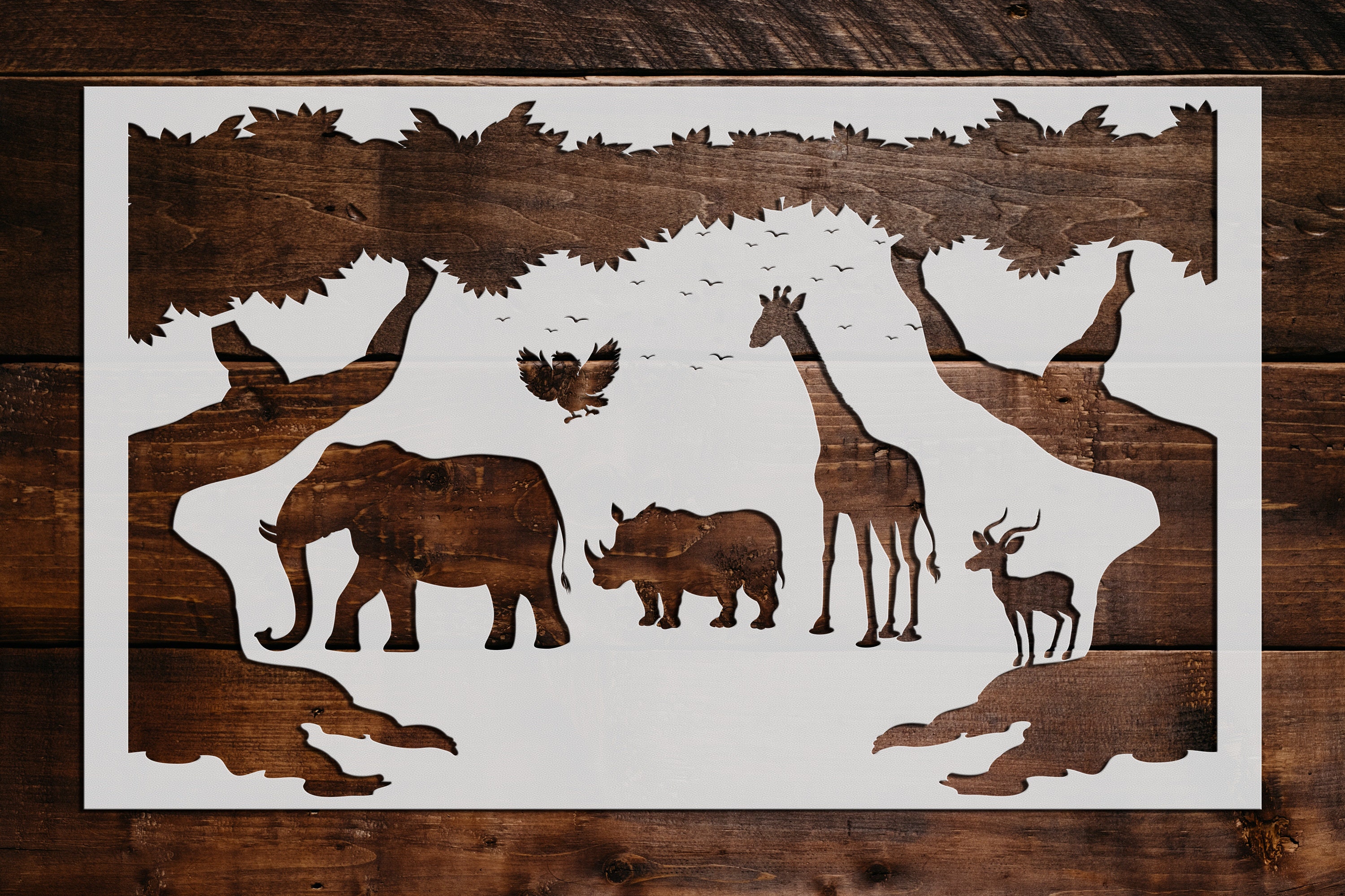 jungle-animals-stencil-reusable-jungle-animals-stencil-art-etsy