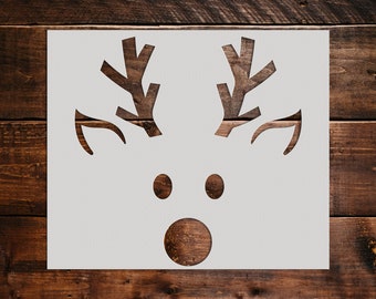 Cute Reindeer Face Stencil - Reusable Stencil - Art Stencil - DIY Craft Stencil,  Wall Stencil