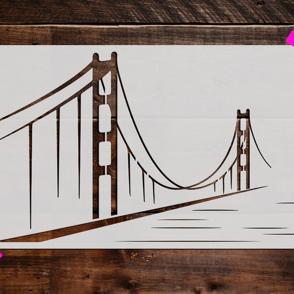 Golden Gate Bridge Stencil, Reusable Bridge Stencil, Art Stencil, DIY Craft Stencil, Large Golden Gate Bridge Stencil, Wall Stencil