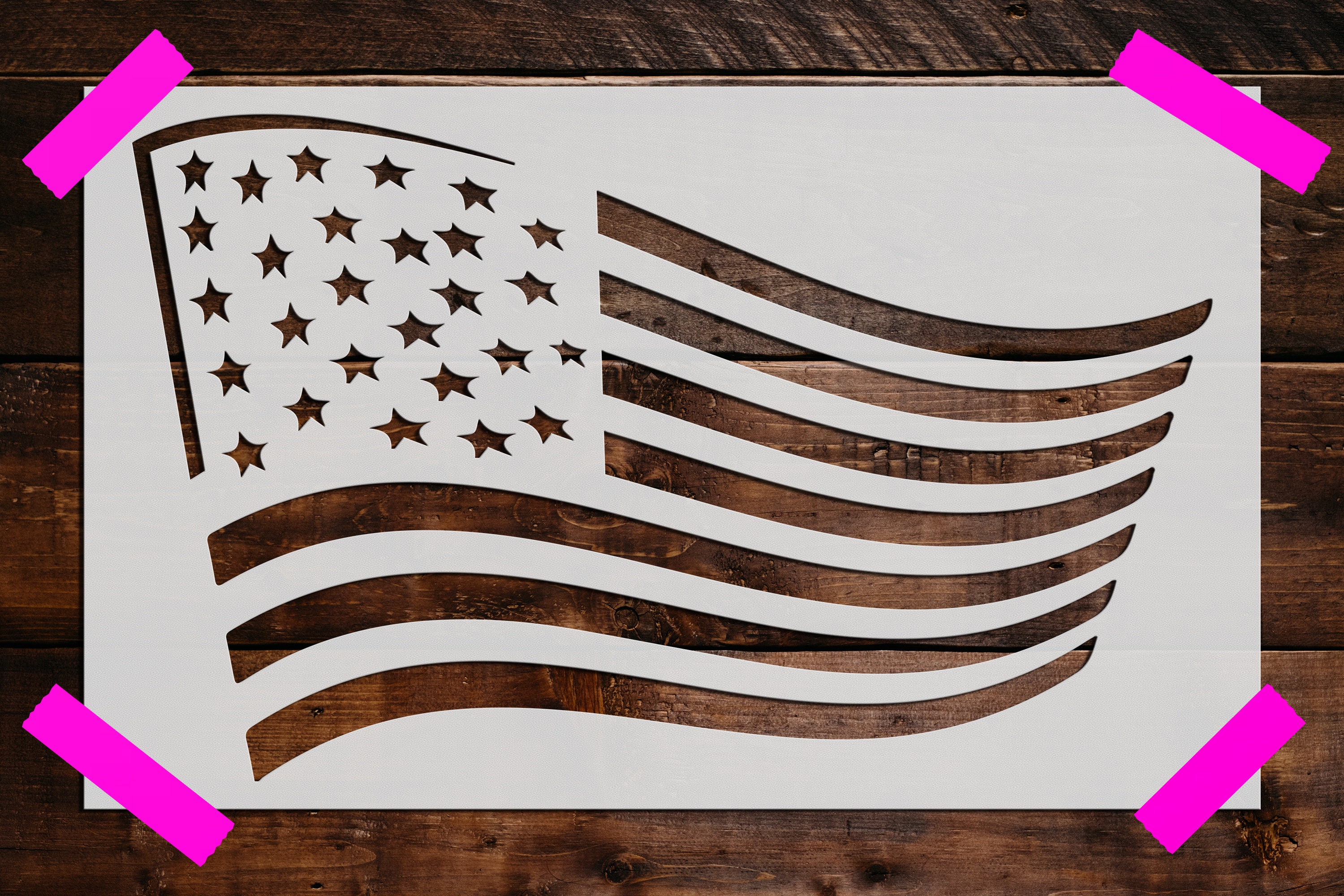  Waving American Flag Stencil - Cool Stencils