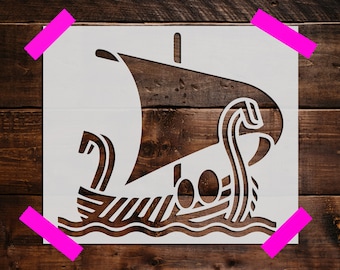 Viking Ship Stencil, Reusable Viking Ship Stencil, Art Stencil, DIY Craft Stencil, Large Viking Ship Wall Stencil