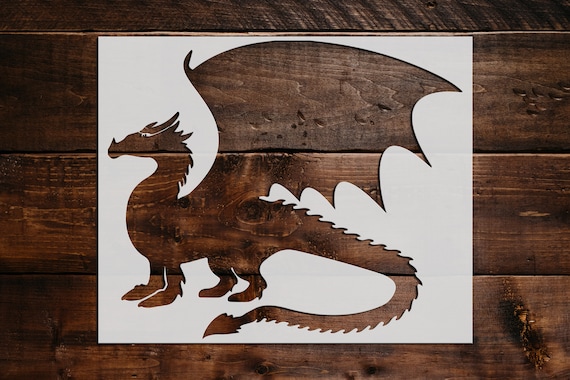 GORGECRAFT Dragons Pochoirs Modèles 30x30cm Motif Double Dragons Grands Pochoirs Carrés En Plastique Réutilisables Signe Pour Peinture Sur Bois Mur Scrapbook Carte Plancher Dessin DIY Décor Artisanat