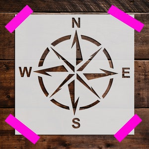Compass Stencil, Reusable Compass Stencil, DIY Craft Stencil, Large Compass Stencil, Compass Wall Stencil, Nautical Stencils