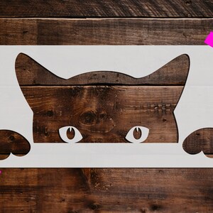 Peeking Cat stencil - Reusable Peeking Cat Stencil-DIY Craft Stencil, Painting Stencil, Large Peeking Cat Stencil