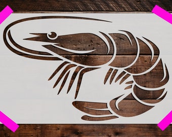 Shrimp Stencil, Reusable Shrimp Stencil, Art Stencil, DIY Craft Stencil, Large Shrimp Stencil, Wall Stencil