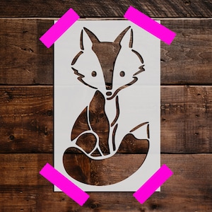 Fox Sitting Stencil - Reusable Fox Sitting Stencil - Art Stencil - DIY Craft Stencil, Painting Stencil, Large Fox Sitting Wall Stencil