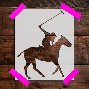 Polo Player Stencil - Reusable Polo Player Stencil  DIY Craft Stencil, Large Polo Player Wall Stencil, Art Stencil, Horse, Sport