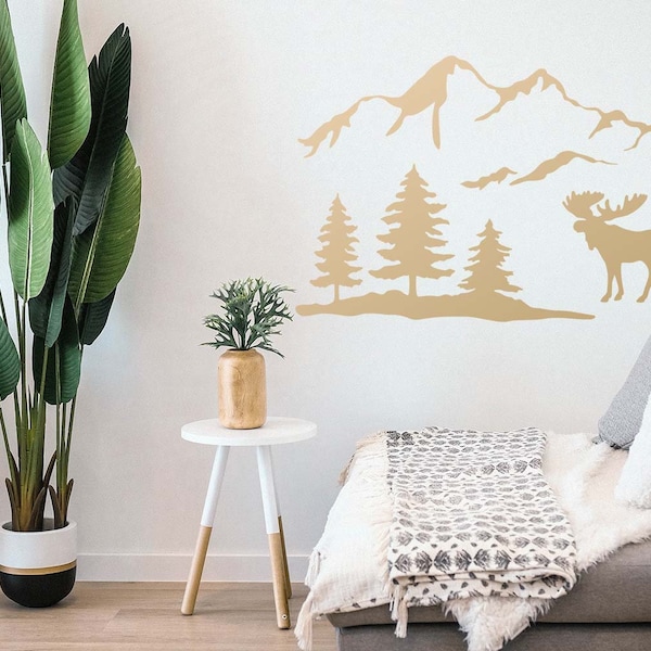 Stencil Mountain Scene - Etsy