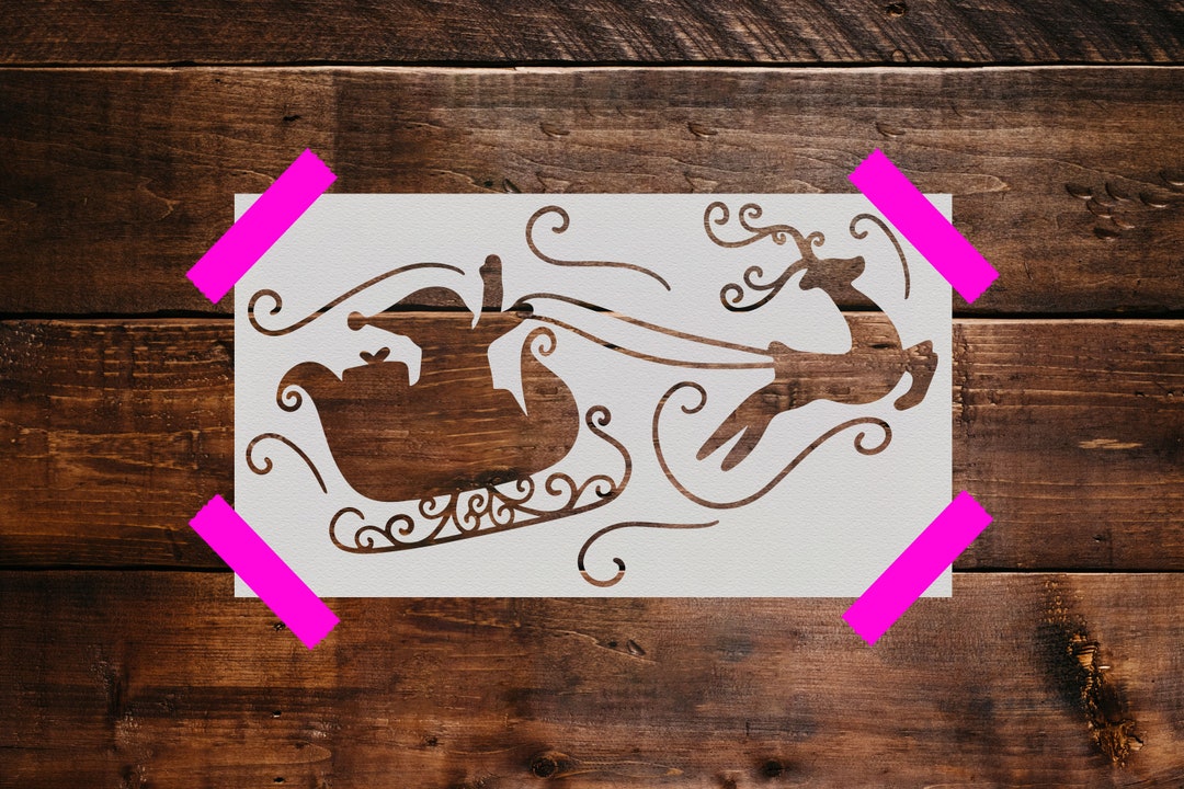 Santa and Sleigh Stencil - Reusable Santa and Sleigh Stencil - DIY ...