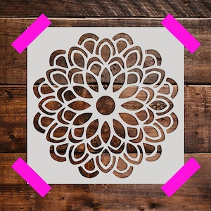 Zinnia Mandala -Reusable Stencil - Art Stencil - Craft  Stencil - Reusable Large Stencil - Crafting Stencils
