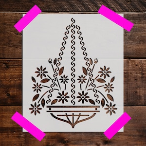 Hanging Plant Stencil - Reusable Hanging Plant  Stencil - DIY Craft Stencil, Large Hanging Plant  Hanging Plant  Wall Stencil, Flowers