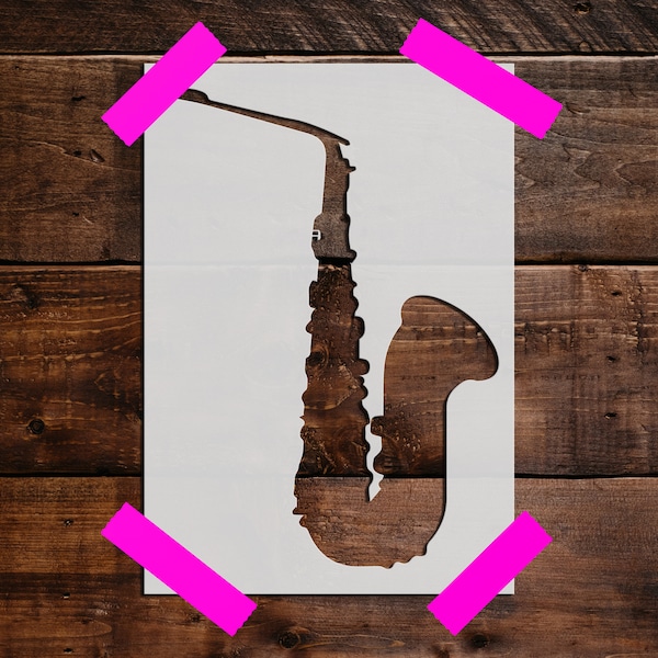 Saxophone Stencil - Reusable Saxophone Stencil - DIY Craft Stencil, Large Saxophone Stencil, Painting Stencil