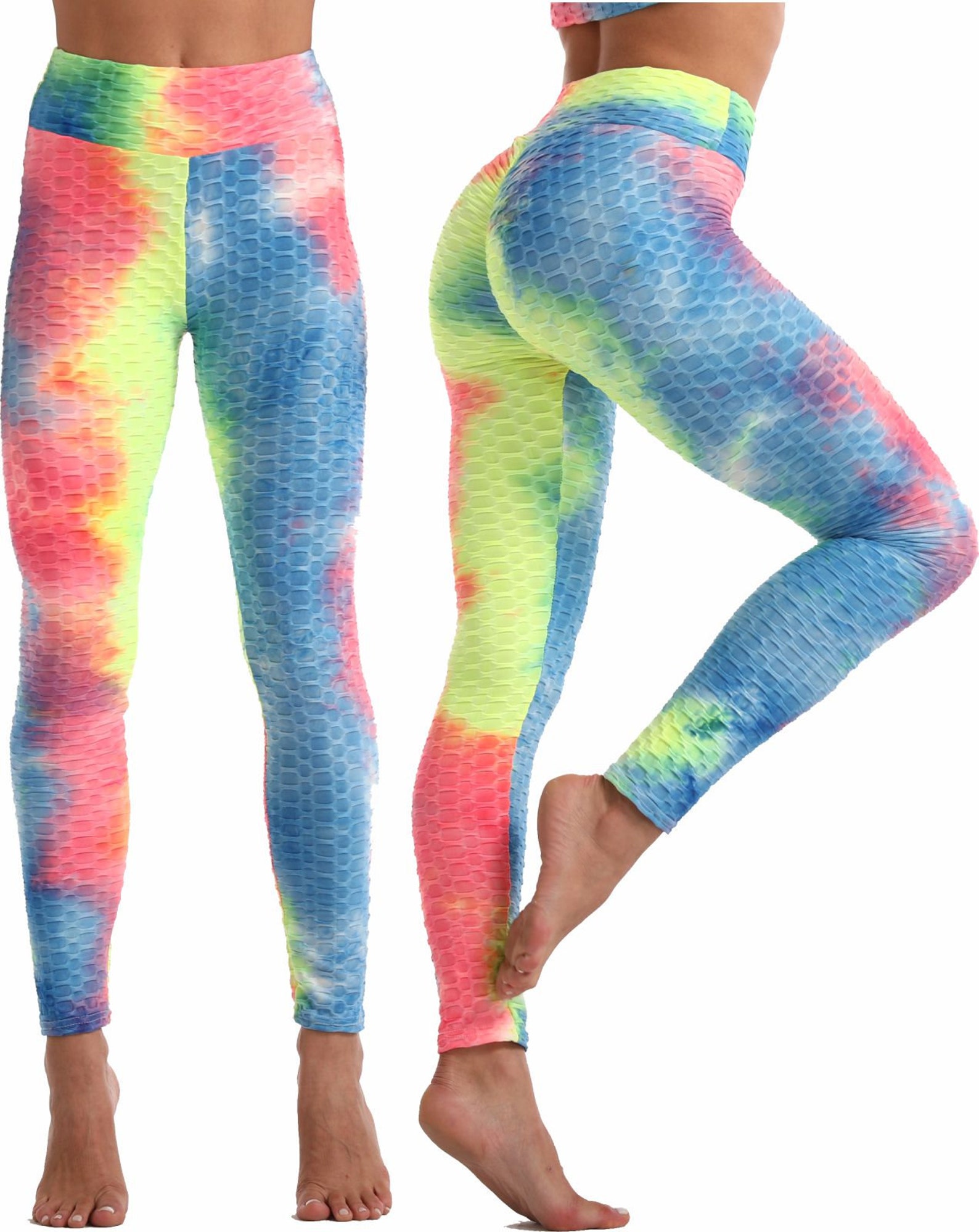 Women 4 Pcs Tie Dye Workout Fitness Sets Zip up Hooded Jacket High ...