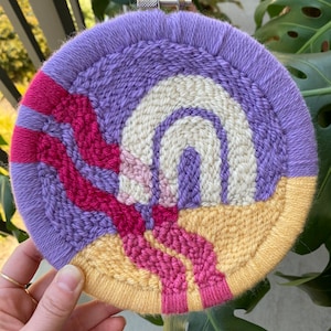 boho bright punch needle wall hanging | boho wall art | punch needle embroidery