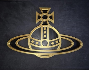 vivienne westwood style logo wall art office large silk gold
