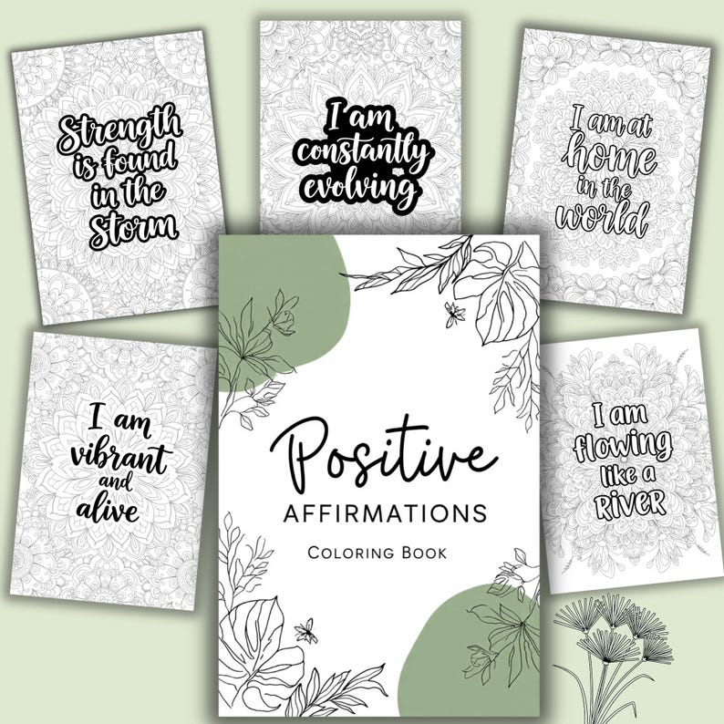 Positive Affirmations Coloring Book | Mandalas, Floral Designs ...