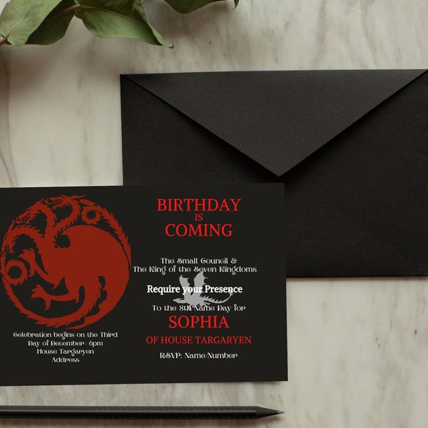 2 GOT-Invito-Game-of-Thrones-Invito alla festa-Targaryen-Onomastico-Invito alla festa di compleanno-royalty-Download istantaneo-Digitale-Modificabile