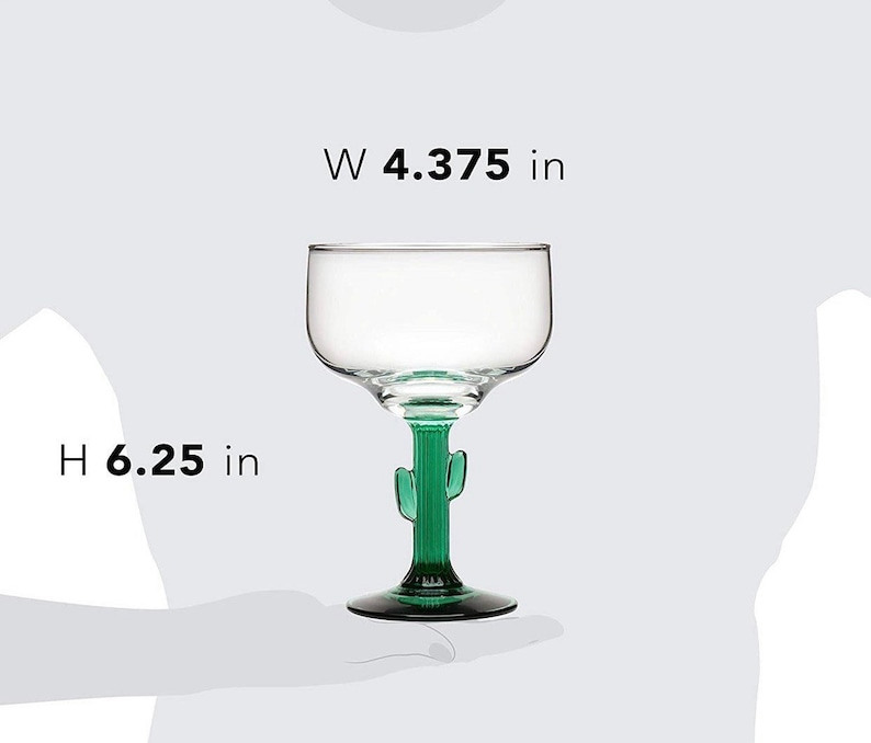 Cactus Margarita Glass 16 OZ Set of 2 Perfect for Etsy