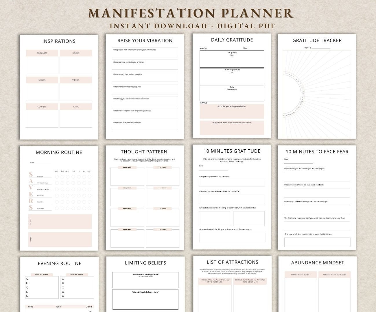 Manifestation Planner Printable Dream Journal Digital - Etsy