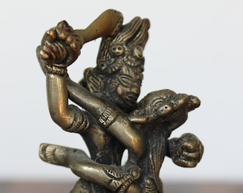Vintage Tibetan Deity Figurine. Orgyen Dorje Chang Yab, Yum, Bronze Figurine, Wife Vajrayogini, Unique Exotic Grandmacore Mantel Shrine Gift