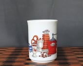 Vintage Coffee Cup with Coffee Grinder Scene, Bircoff Logo On Grinder, Fun Kitchen Decor