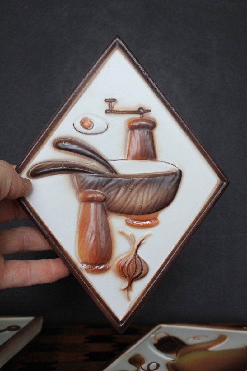 Vintage Rustic Kitchen Wall Plaques. Lefton Ceramic Diamond Etsy