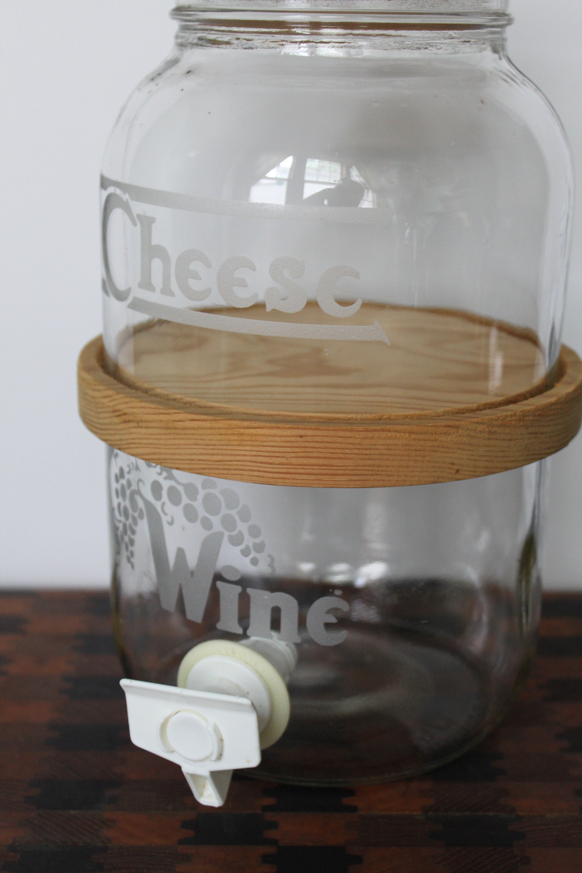 Vintage Wine and Cheese Stacking Set. Cheese Cloche, Wine Dispenser ...