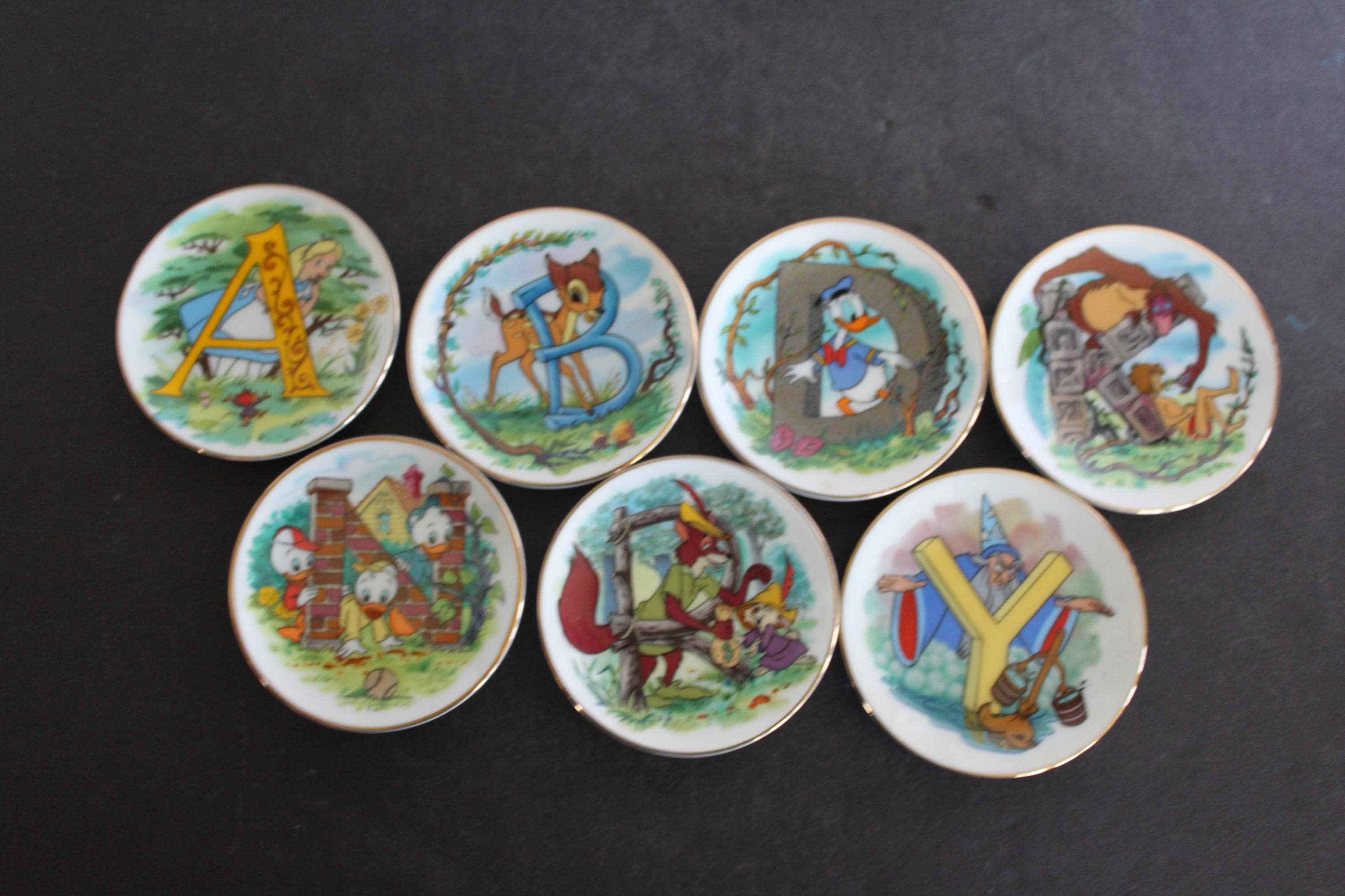 Vintage Walt Disney Miniature Alphabet Plate. CHOOSE From 7, A, B