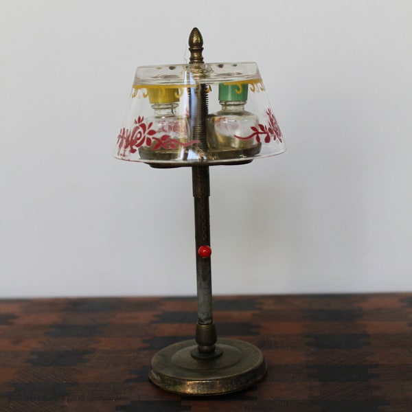 Vintage Perfume Hi Lights By Stuart. Miniature Glass Lamp W/ Vials, MISSING A BOTTLE, Kitschy Grandmacore Vanity Decor, Housewarming, Host.