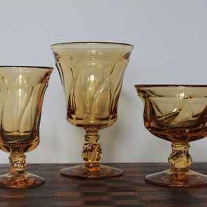 Vintage Fostoria Dessert Cup. Golden Amber Glass, Jamestown Pattern, Swirled Stem, Pedestal Base, CHOOSE 1 Of 3 Types, Sherbet Water Parfait