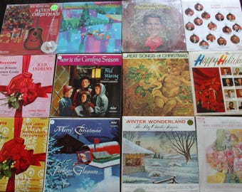 Vintage Christmas Records. CHOOSE, Grandmacore Holiday Vinyl, Fun White Elephant Gift, Seasonal Songs, Rustic Christmas Vibes.