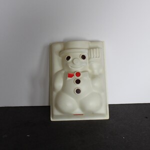 Vintage Hardees White Plastic Snow Man Mold. Unique, Christmas, Kids Meal Toy (?), Snow Man Holding Broom, Weird, Collectible, Gift.