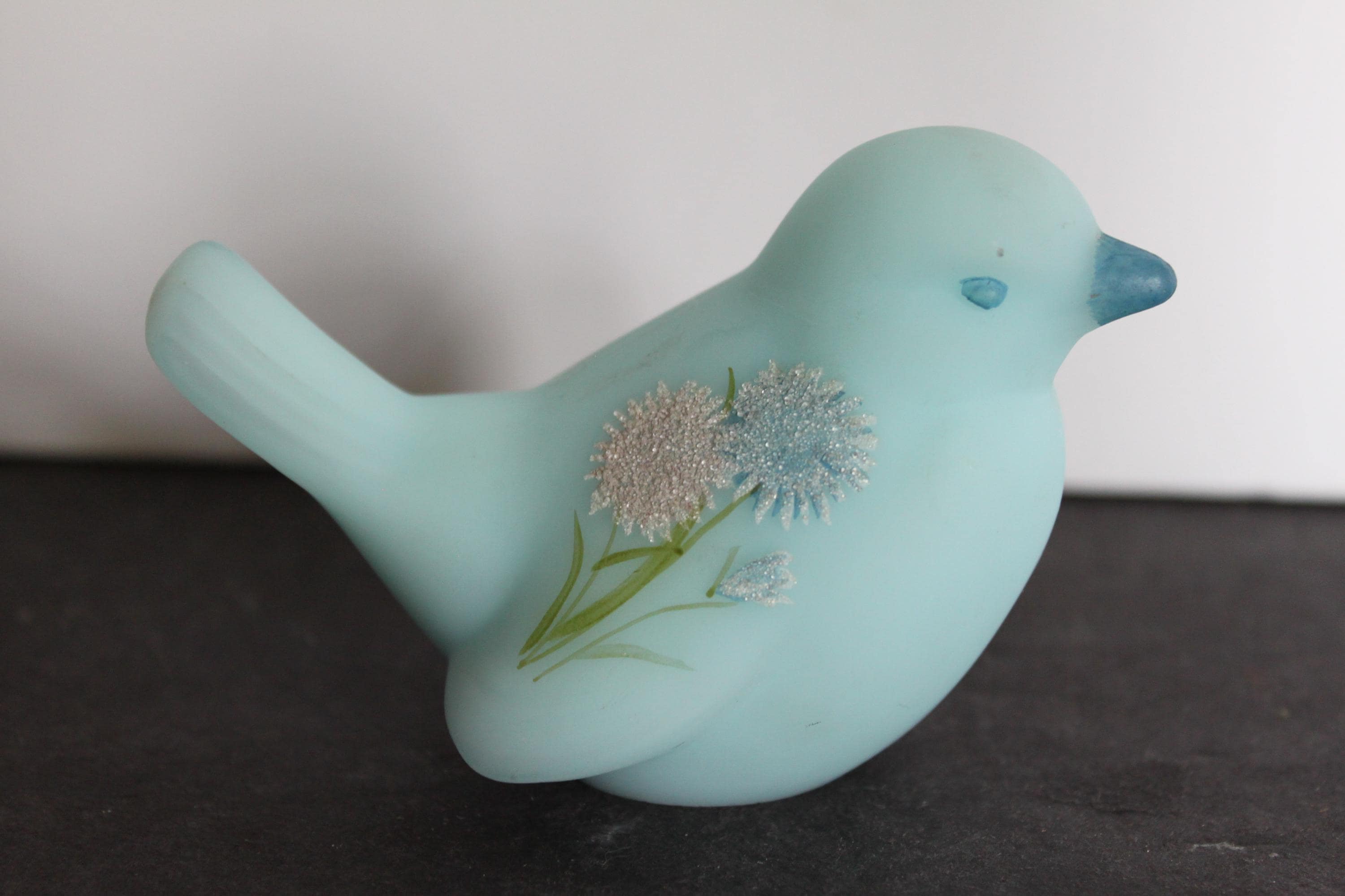 FENTON 花柄 カスタードサテンガラス 2つセット 1匹耳負傷 Fenton K - Etsy