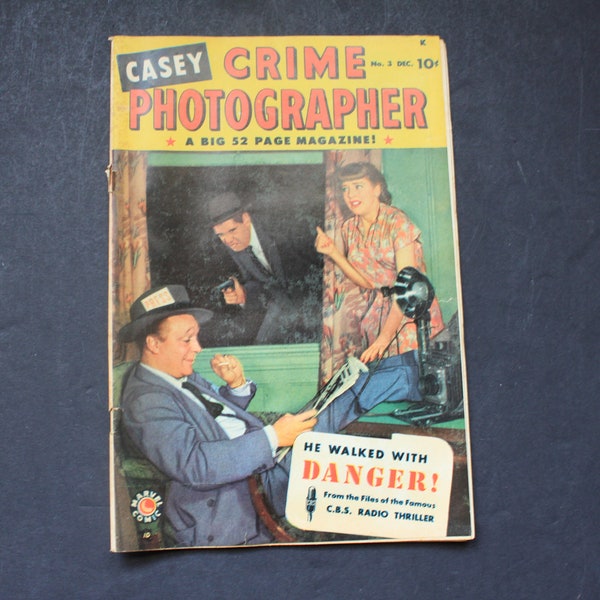 Vintage Casey Crime Photographer Comic Book. Number 3, December 1949, Color Comic Book, Great Condition, Grandmacore Collector Gift, HTF.