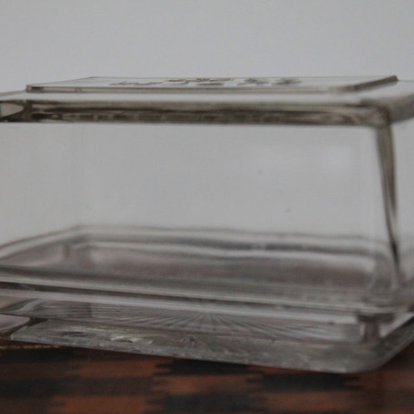 Vintage Clear Glass Butter Dish W/ Lid. Minimalist Kitchen Ware, Grandmacore Decor, See Through Butter Storage, Slight Chipping, Host Gift.