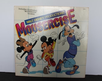 Vintage Mousercise Vinyl Record. Walt Disney Productions, 1982, Original Booklet, SLIGHT SCRATCHES, Gift For A Collector, Hostess.