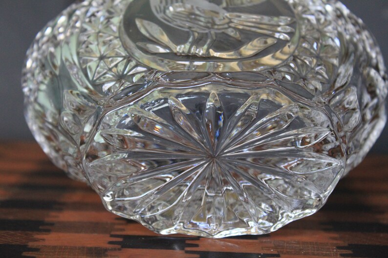 Bird Lead Crystal Oval Bowl With Pointed Scalloped Edges for Etsy