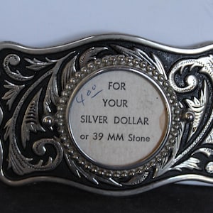 Vintage Western Ornate Scroll Silver Toned Belt Buckle w/ Red Goldstone Cabochon Vintage Fleming Sterling Silver Overlay Belt Buckle: Ruby  main image 3