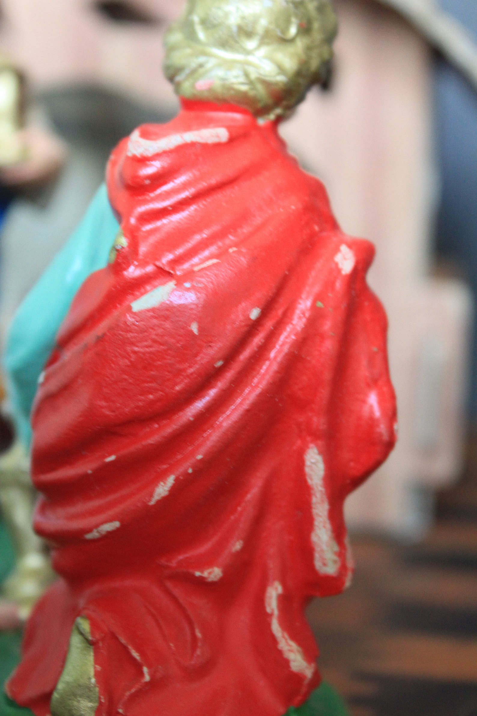 Vintage Nativity Set. Plaster Figurines With Cardboard Stable Etsy