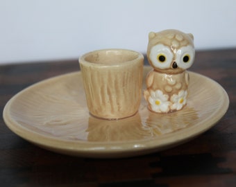 Vintage Owl Candlestick Holder. Josef Originals, Mint Condition, Cute Kitschy Cottagecore Decor, Grandmacore Mantel, Housewarming, Host Gift