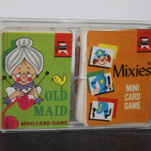 Vintage Mini Card Game Set. Mixies, Old Maid, In Original Case, Educards, 1952 Grandmacore Family Game Night, Travel Set, Gift For Collector