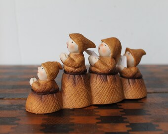 Vintage Department 56 Singing Monks Figurine. 4 Monks, Brown Robes, Christmas Village Decor, DAMAGE, Unique, Rare, HTF, Grandmacore Mantel.