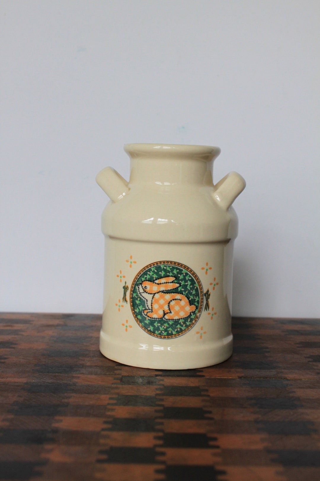Vintage Miniature Ceramic Crock W/ Cute Rabbit. White Ceramic With ...
