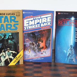 Vintage Star Wars Book Set. Soft Cover, Adventures Of Luke Skywalker, George Lucas, 1977, 1980, 1983, The Empire Strikes Back, Return Jedi.