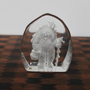 Vintage Forest Troll Figurine. Handmade Lead Crystal, Magnor, Norway, Unique, Weird, Carved, Etched Crystal, Grandmacore Mantel, Host Gift.