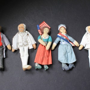 Hallmark Cards Stuffed Dolls For Vintage Historical Decor. Pick From Mark Twain, Susan B Anthony, Molly Pitcher, P T Barnum, Collector Gift