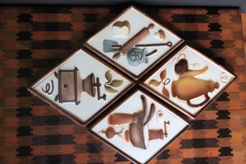 Vintage Rustic Kitchen Wall Plaques. Lefton Ceramic Diamond Etsy